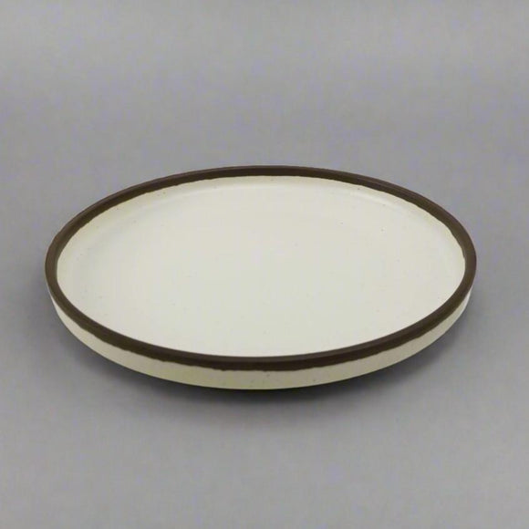 ROUND straight up PLATE  Cream with brown rim