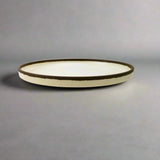 ROUND straight up PLATE  Cream with brown rim