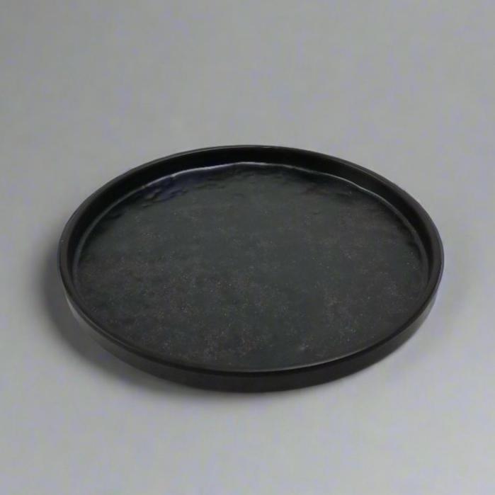 YG-8057MG black and gold melamine round plate with straight rim