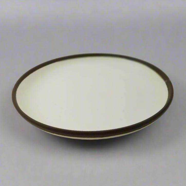 YG-807CB cream melamine round plate with brown rim