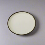 ROUND PLATE  Cream with Brown Rim