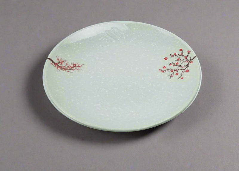 12″ Mint Green Floral Melamine Round Plate