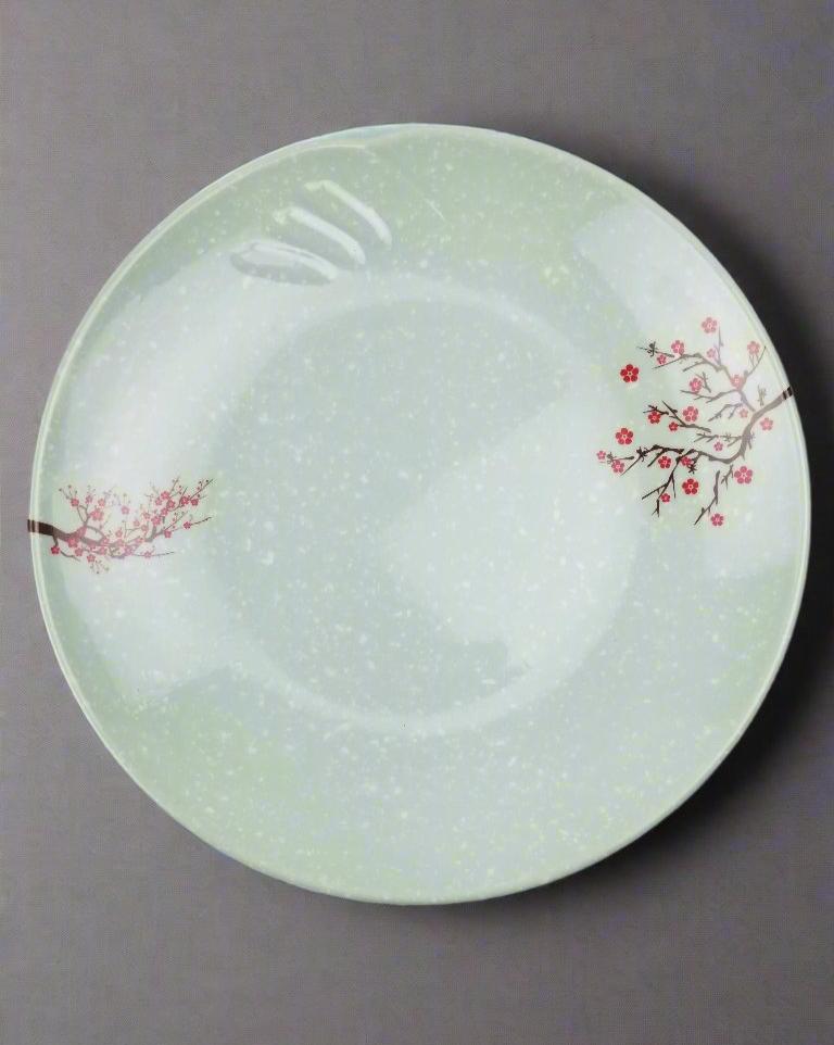 12″ Mint Green Floral Melamine Round Plate