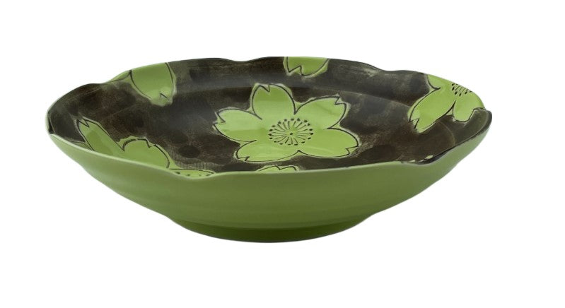 Porcelain Round Bowl, 8"D Flower