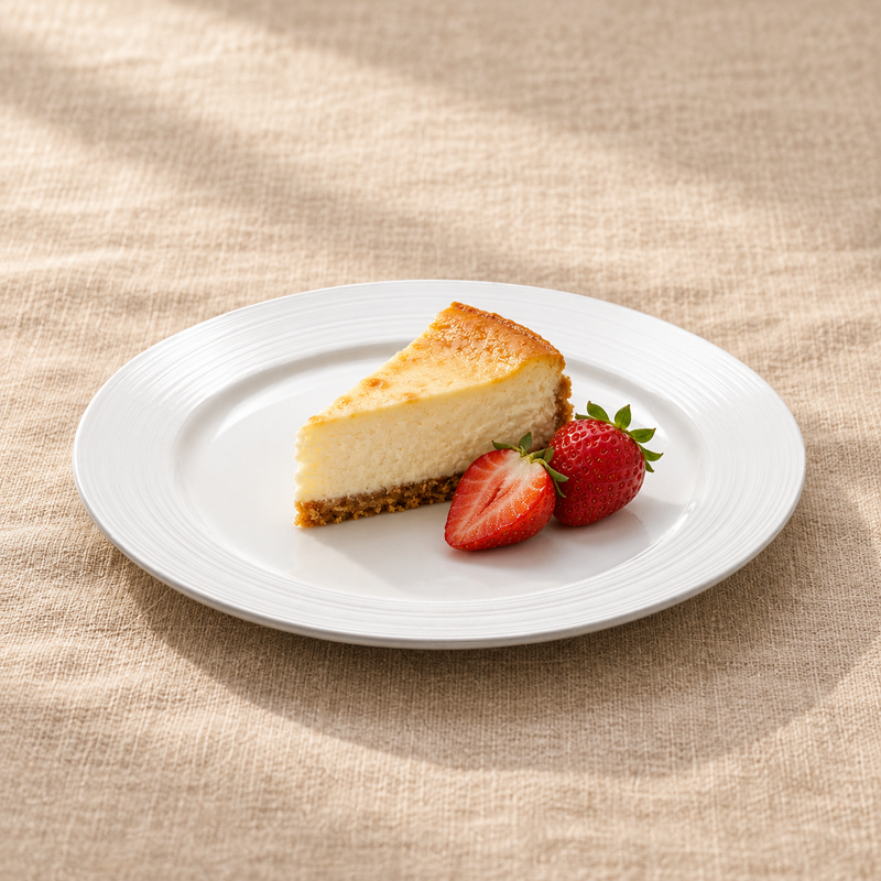 10½″ White Ceramic Round Plate — Ridged Rim — A Simple Sweet Finish