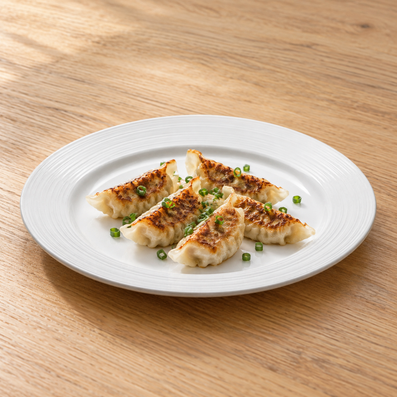 12″ White Ceramic Round Plate — Ridged Rim — Space for a Shared Starter
