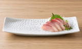 A003-91-04 white textured rectangular plate with sashimi — serving example