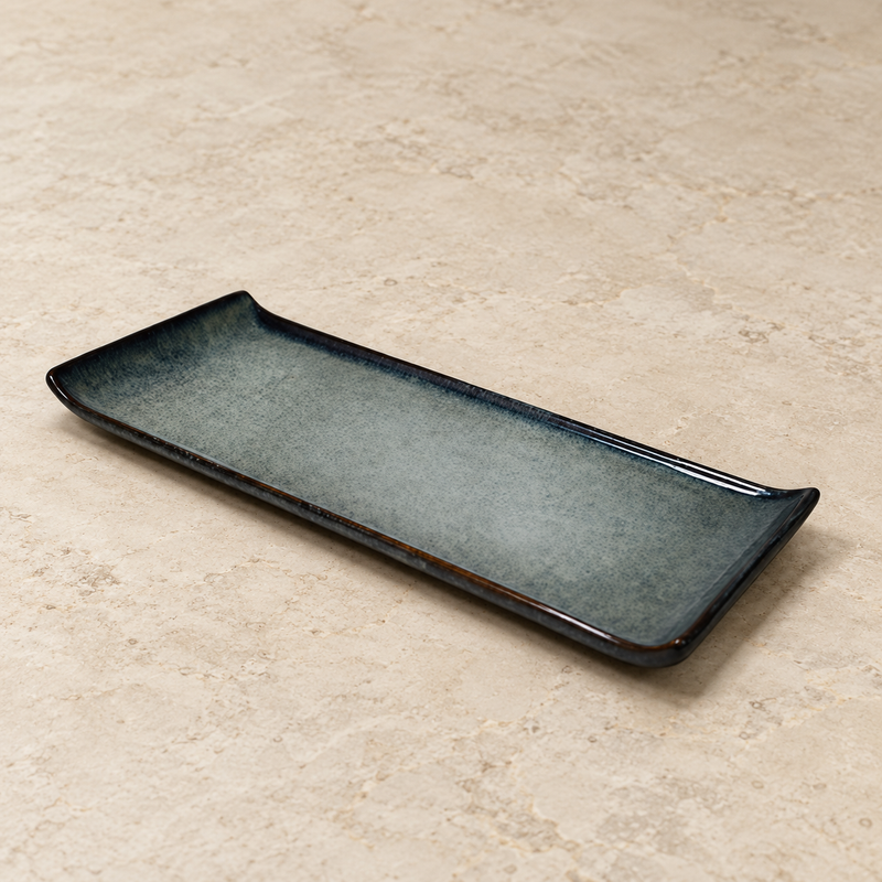 14.25" × 6" Obsidian Ceramic Rectangular Platter — Coordinate a Shared Course