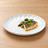 12¼″ White Ceramic Flower Plate — savory serving