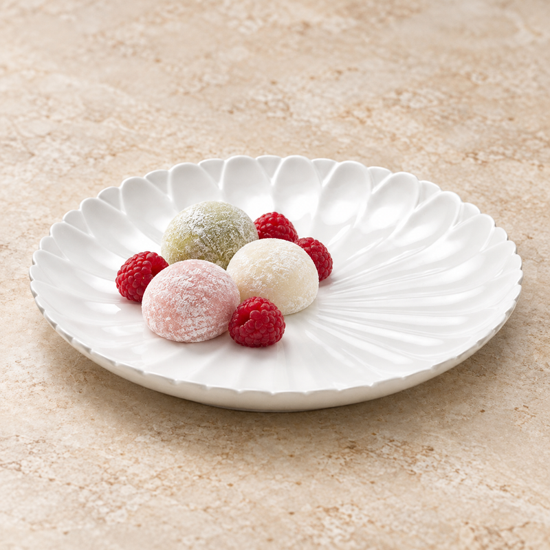 12¼″ White Ceramic Flower Plate — A Dessert Display
