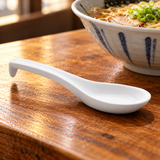 A5217 white ceramic soup spoon — ramen table service