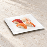 10″ White Ceramic Square Plate — Defined Border — savory serving