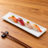 A6291 white narrow rectangular plate with nigiri; serving suggestion