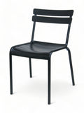 Stackable Aluminum Two-Slat Restaurant Chair in Black