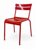 Stackable Aluminum Two-Slat Restaurant Chair in Red
