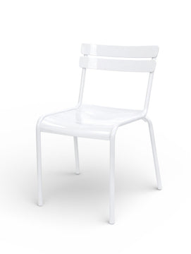 Stackable Aluminum Two-Slat Restaurant Chair in White