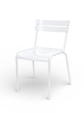 Stackable Aluminum Two-Slat Restaurant Chair in White