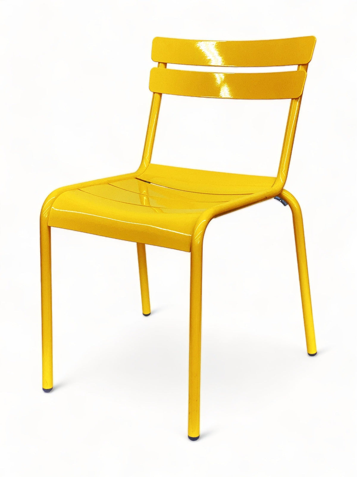 Stackable Aluminum Two-Slat Restaurant Chair in Yellow