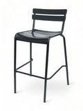 Aluminum Two-Slat Restaurant Barstool in Black