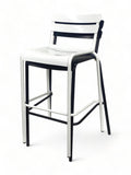 Aluminum Two-Slat Restaurant Barstool in White