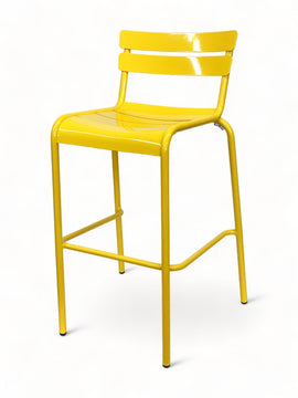 Aluminum Two-Slat Restaurant Barstool in Yellow