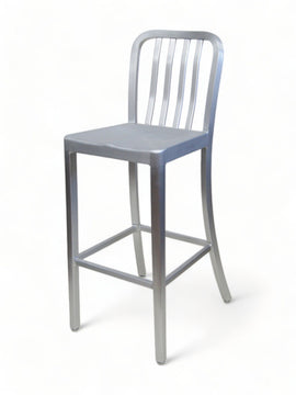 Aluminum Navy-Style Restaurant Barstool in Brushed Aluminum