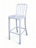 Aluminum Navy-Style Restaurant Barstool in White