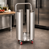 Korean BBQ Grill Plate Storage Cart, 1-Tier Stainless Steel, 15"