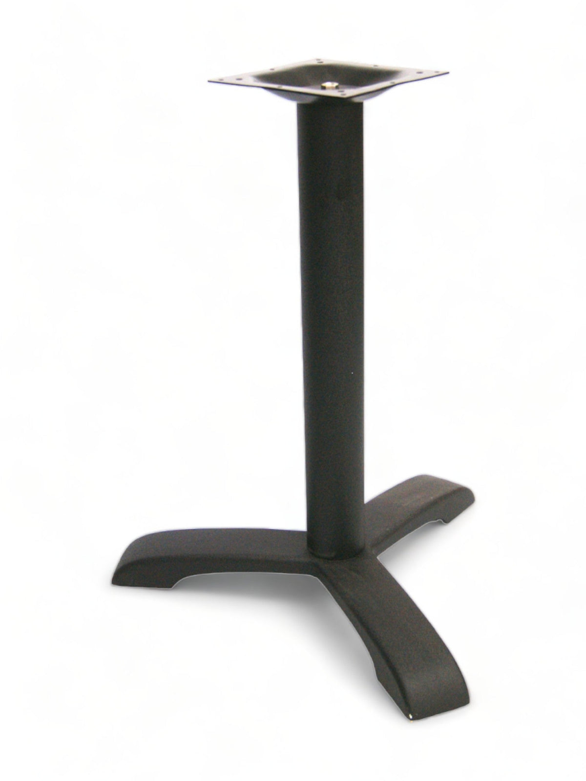 Black cast iron heavy-duty 3-prong table base, 28-inch height