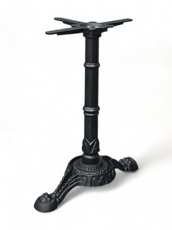 Black Cast Iron Ornamental 2-Prong T Table Base – 28" Dining Height