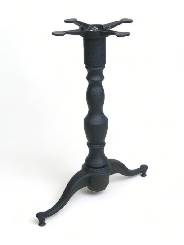 Black Cast Iron Ornamental 2-Prong T Table Base – 28" Dining Height