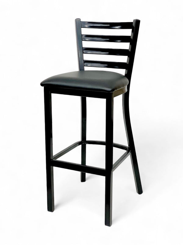 Metal Restaurant Barstool with Black Padded Seat