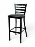 Black metal restaurant barstool with black padded seat