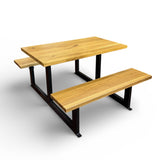 Bench frames shown installed; tabletop and bench seats not included