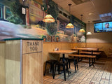 Bench frames shown installed; tabletop and bench seats not included