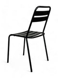 Black Metal Slat-Back Stackable Restaurant Patio Chair