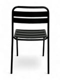Black Metal Slat-Back Stackable Restaurant Patio Chair