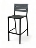 Black Stackable Indoor/Outdoor Barstool with Black Aluminum Frame