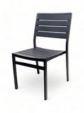 Black Stackable Indoor/Outdoor Chair with Black Aluminum Frame