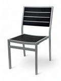 Black Stackable Indoor/Outdoor Chair with Silver Aluminum Frame