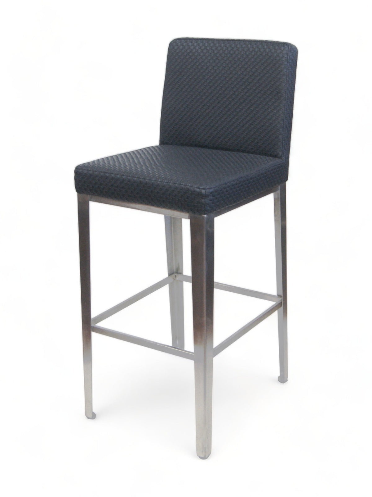 Black Upholstered Restaurant Barstool with Stainless Steel Legs