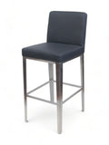 Black Upholstered Restaurant Barstool with Stainless Steel Legs