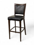 Black Upholstered Restaurant Barstool with Wood-Grain Metal Frame