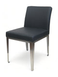 Black Upholstered Restaurant Chair with Stainless Steel Legs