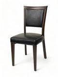 Black Vinyl Restaurant Chair with Walnut-Finish Metal Frame