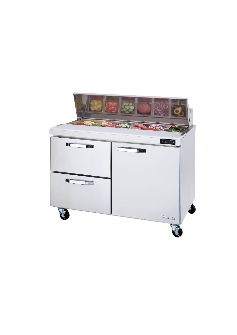 Blue Air BLPT48-D2L-HC 48" Stainless Steel Sandwich Prep Refrigerator - 2 Drawers 1 Door (R)