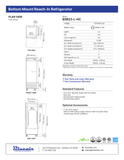 Blue Air BSR23-L-HC manufacturer dimensional drawing, showing top, front and side views with door swing and handle/caster measurements.