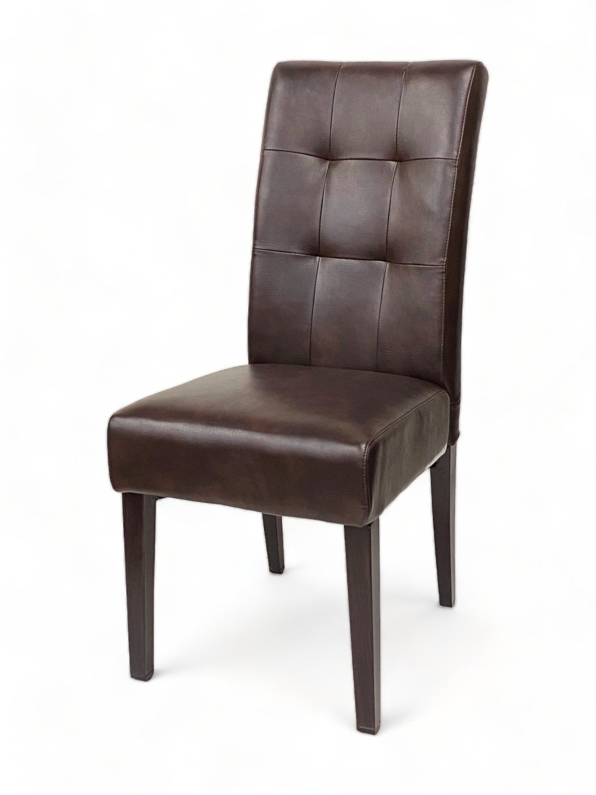 Brown Upholstered Restaurant Chair with Walnut-Finish Metal Frame