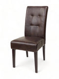 Brown Upholstered Restaurant Chair with Walnut-Finish Metal Frame
