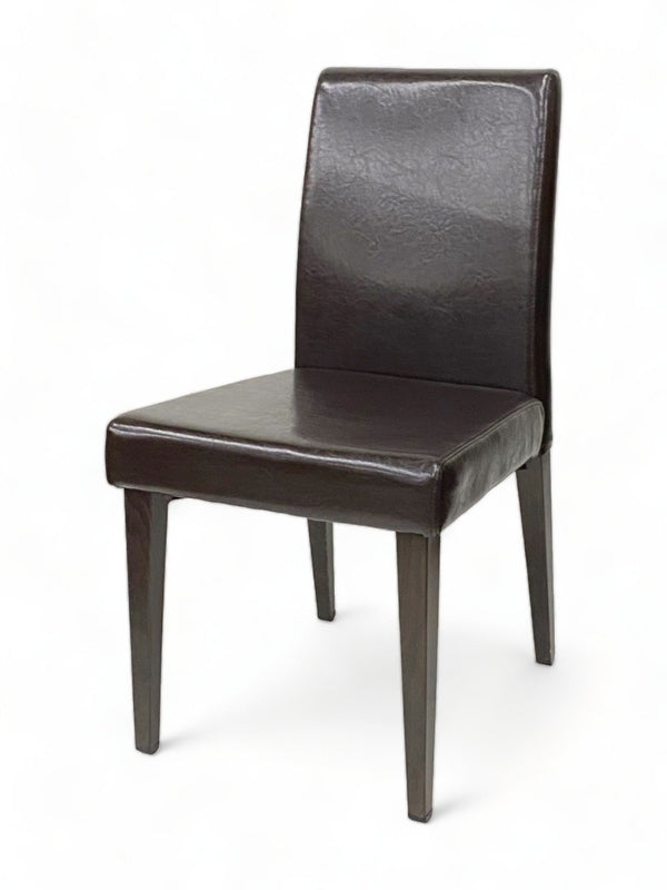 Brown Vinyl Restaurant Chair with Walnut-Finish Metal Frame